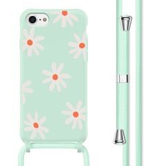 imoshion Coque design en silicone avec cordon Apple iPhone SE (2022 / 2020) / 8 / 7 - Green Flower Distance