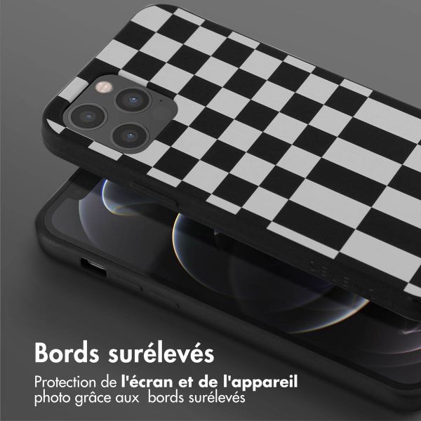 Selencia Coque design en silicone avec cordon amovible Apple iPhone 12 (Pro) - Irregular Check Black