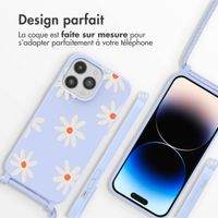 imoshion Coque design en silicone avec cordon Apple iPhone 14 Pro Max - Lila Flower Distance