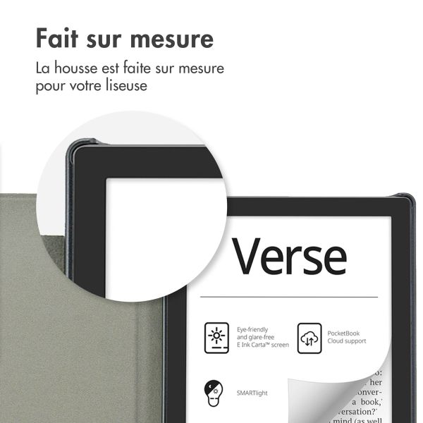 imoshion Étui de liseuse portefeuille Canvas Pocketbook Verse / Verse Pro / Verse Pro Color / Vivlio Light / Light HD - Bleu foncé