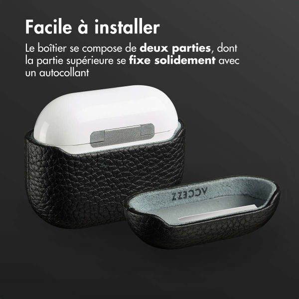 Accezz Coque en Cuir véritable Apple AirPods 3 - Noir