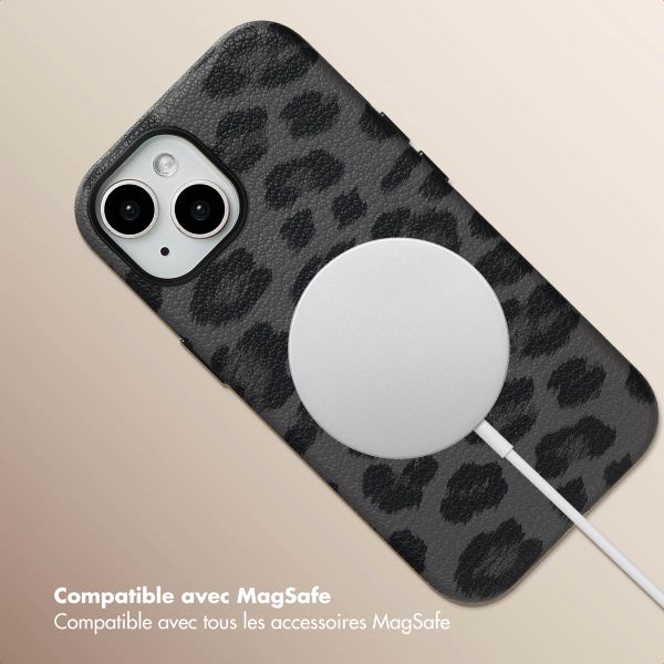 Selencia Coque Sabi imprimé panthère avec MagSafe Apple iPhone 15 - Midnight Black