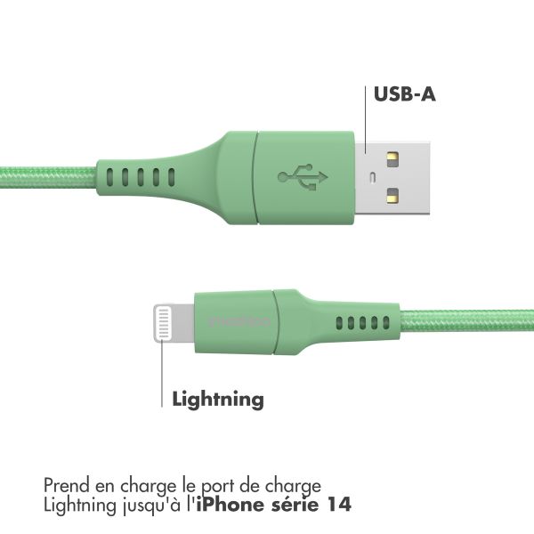 imoshion ﻿Câble Lightning vers USB - Non MFi - Textile tressé - 1 mètre - Vert