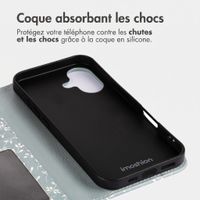 imoshion Étui de télephone portefeuille Design Apple iPhone 16 - Smoke Green Flowers