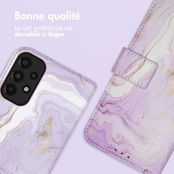 imoshion Étui de téléphone portefeuille Design Samsung Galaxy A33 - Purple Marble