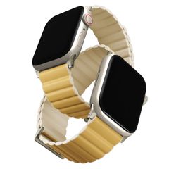 Uniq Bracelet Revix Premium Edition réversible Apple Watch Series 1 t/m 9 / SE (38/40/41 mm) | Series 10 / 11 (42 mm) - Canary Yellow / Ivory