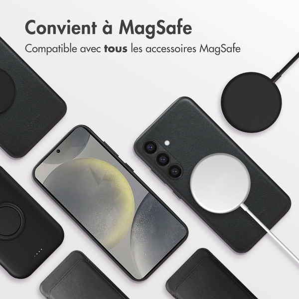 Accezz Coque arrière en cuir avec MagSafe Samsung Galaxy S24 - Onyx Black