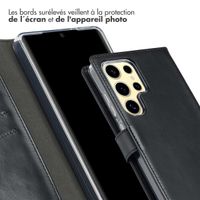 Selencia Étui portefeuille en cuir véritable Samsung Galaxy S25 Ultra - Noir