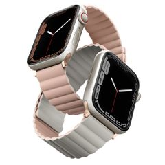 Uniq Bracelet Revix réversible Apple Watch Series 1 t/m 9 / SE (38/40/41 mm) | Series 10 / 11 (42 mm) - Blush Pink / Beige