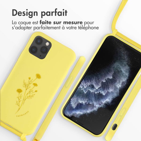 imoshion Coque design en silicone avec cordon iPhone 11 Pro - Flower Yellow