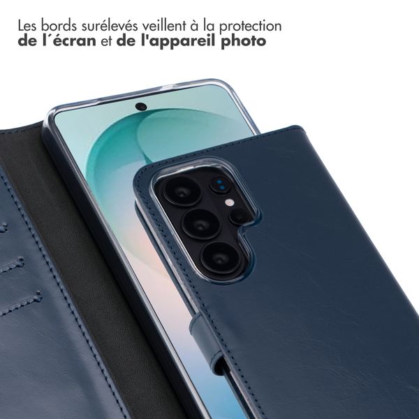 Selencia Étui portefeuille en cuir véritable Samsung Galaxy S26 Ultra - Bleu foncé