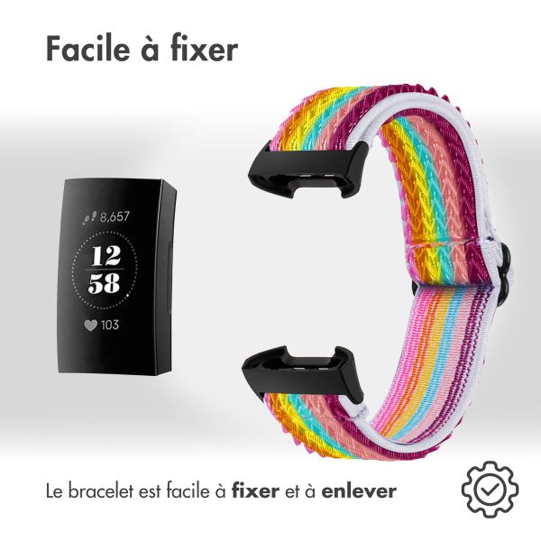 imoshion Bracelet en nylon élastique Fitbit Charge 3 / 4 - Rainbow
