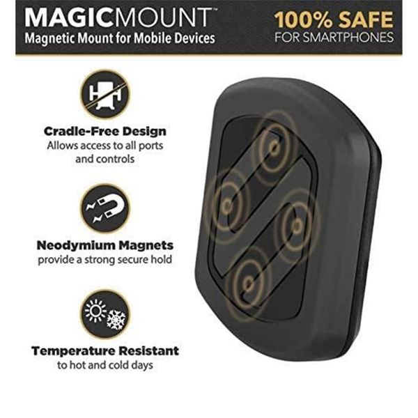 Scosche Support de téléphone MagicMount™ pour voiture - Magnétique - Tableau de bord / Pare-brise - Noir