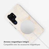 Selencia Coque arrière Vivid avec MagSafe Samsung Galaxy S25 Ultra - Golden Beige Marble