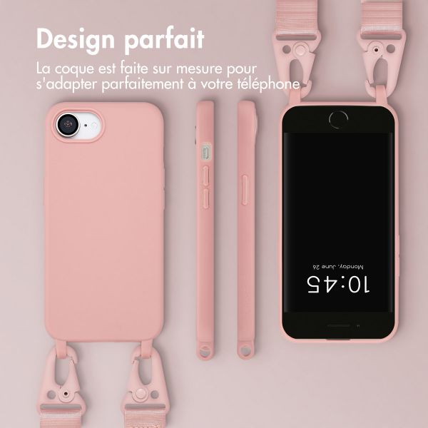 Selencia Coque silicone avec cordon amovible iPhone 16e - Sand Pink