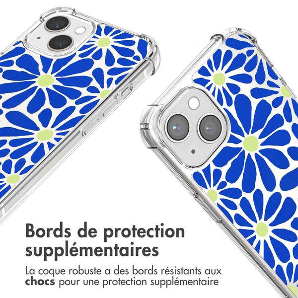 imoshion Coque Design avec cordon Apple iPhone 13 - Cobalt Blue Flowers Connect