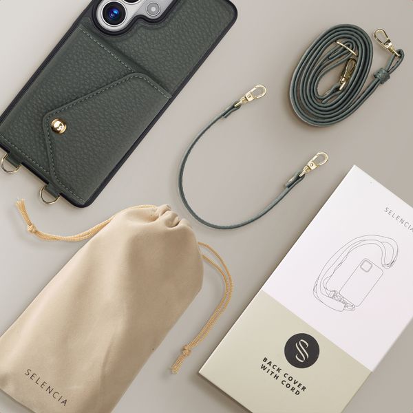 Selencia Coque de télephone Sera avec cordon et porte-cartes enveloppe Samsung Galaxy S26 Ultra - Sage Green