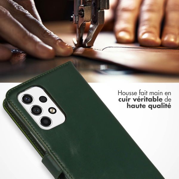 Selencia Étui portefeuille en cuir véritable Samsung Galaxy A53 - Vert