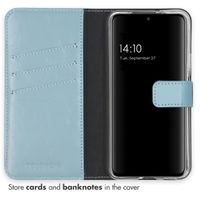 Selencia Étui portefeuille en cuir véritable Samsung Galaxy S22 - Bleu clair