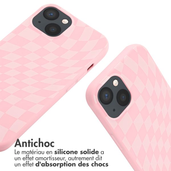 imoshion Coque design en silicone avec cordon iPhone 13 - Retro Pink