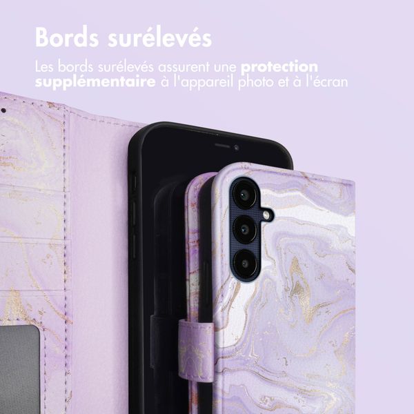 imoshion Étui de téléphone portefeuille Design Samsung Galaxy A25 (5G) - Purple Marble