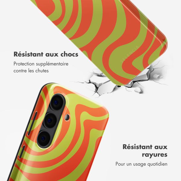 Selencia Coque arrière Vivid Tough Samsung Galaxy S24 - Wavy Swirl Orange Fern