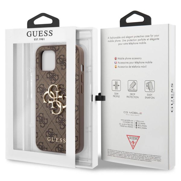 Guess Coque 4G Metal Logo Backcover Apple iPhone 13 - Marron