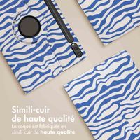 imoshion Coque tablette Design rotatif à 360° Samsung Galaxy Tab S10 Plus / Tab S9 FE Plus / Tab S9 Plus - White Blue Stripes