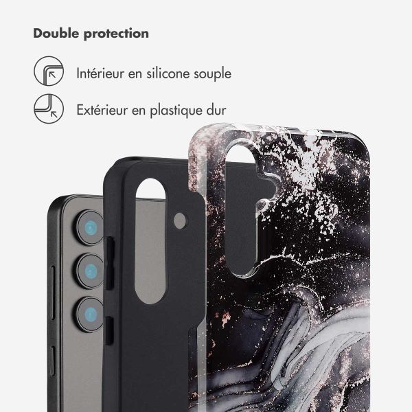 Selencia Coque arrière Vivid Samsung Galaxy S24 FE - Chic Marble Black