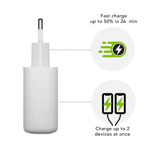 dbramante1928 re-charge | Chargeur Secteur - 2x USB-C 25 watts - Blanc