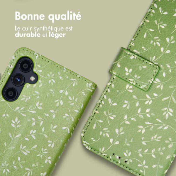 imoshion ﻿Étui de téléphone portefeuille Design Samsung Galaxy A34 (5G) - Green Flowers