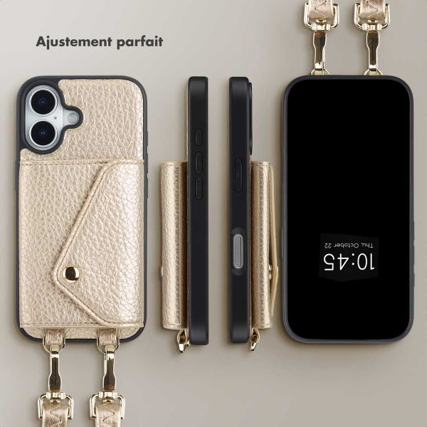 Selencia Coque de télephone Sera avec cordon et porte-cartes enveloppe Apple iPhone 17 - Champagne