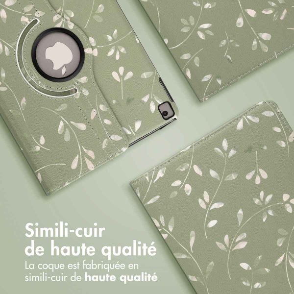 imoshion Coque tablette Design rotatif à 360° Apple iPad 9 (2021) 10.2 pouces / iPad 8 (2020) 10.2 pouces / iPad 7 (2019) 10.2 pouces - Green Flowers