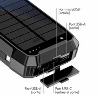 imoshion Solar Powerbank - Batterie externe sans fil avec panneau solaire - Charge rapide et fourniture d'énergie - 30 000 mAh - Noir