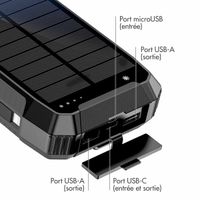 imoshion Solar Powerbank - Batterie externe sans fil alimentée par l'énergie solaire - Charge rapide et fourniture d'énergie - 30 000 mAh - Noir