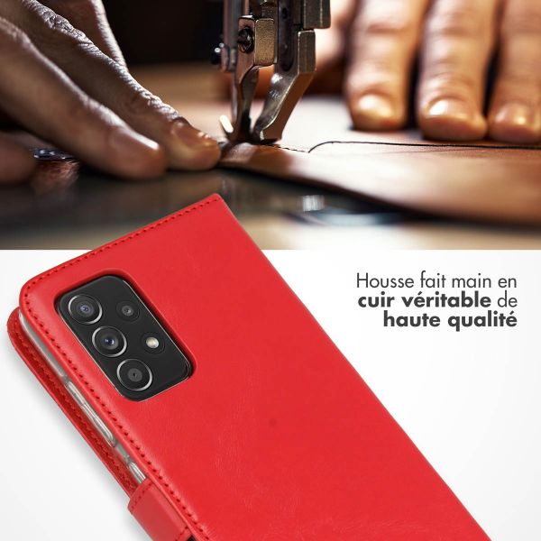 Selencia Étui portefeuille en cuir véritable Samsung Galaxy A52(s) (5G/4G) - Rouge