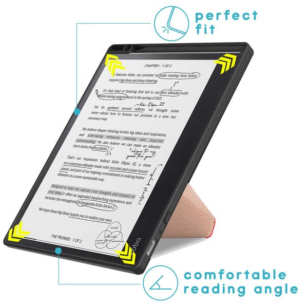 imoshion Étui de liseuse portefeuille Pliable Kobo Elipsa 2E - Rose Doré