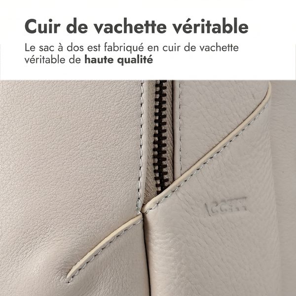 Accezz Leather Sac à dos ordinateur 16 pouces - Beige