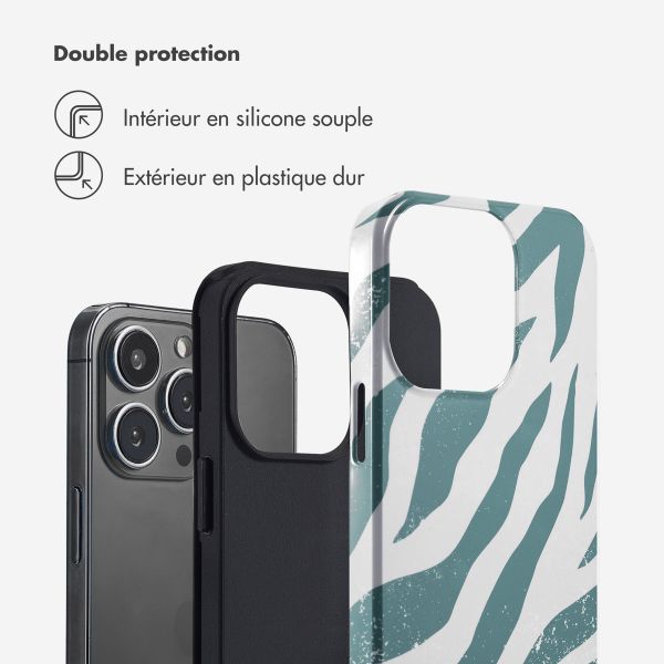 Selencia Coque arrière Vivid Apple iPhone 13 Pro - Colorful Zebra Pine Blue