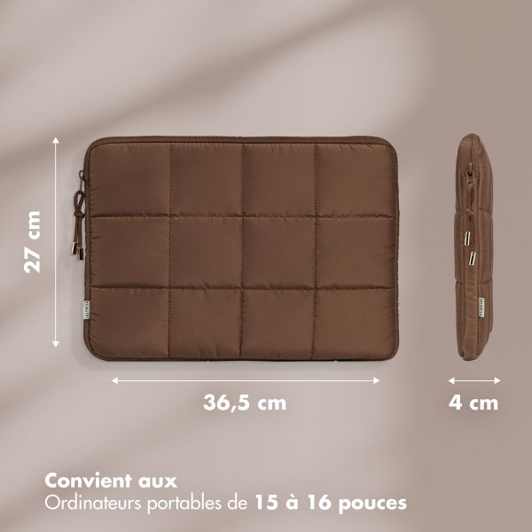 Selencia Pochette ordinateur Puffy 15-16 pouces - Mocha Brown