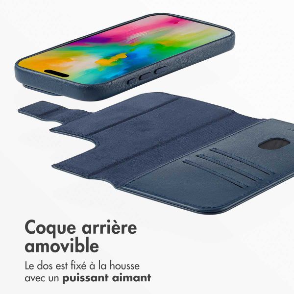 Accezz Étui de télephone portefeuille en cuir 2-en-1 avec MagSafe Apple iPhone 16 Pro Max - Nightfall Blue