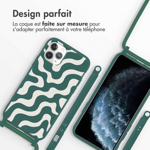 imoshion Coque design en silicone avec cordon Apple iPhone 11 Pro - Petrol Green Groovy