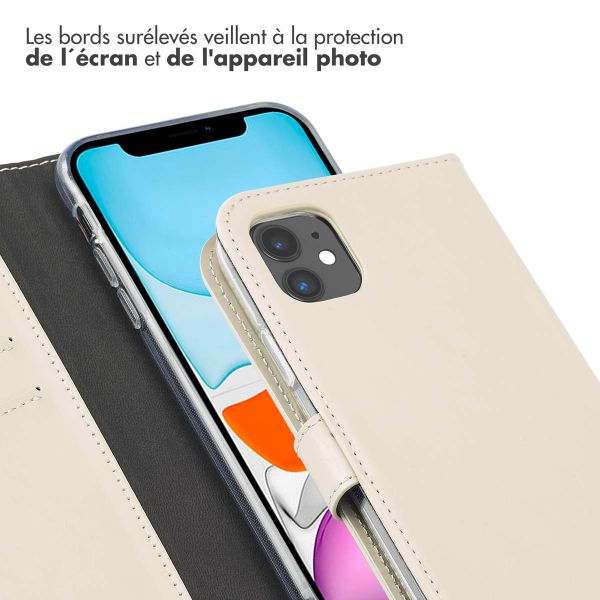 Selencia Étui portefeuille en cuir véritable Apple iPhone 11 - Greige
