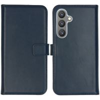 Selencia Étui portefeuille en cuir véritable Samsung Galaxy S24 Plus - Bleu foncé