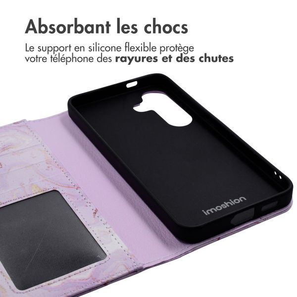 imoshion Étui de téléphone portefeuille Design Samsung Galaxy S24 - Purple Marble