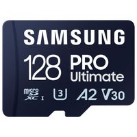 Samsung PRO Ultimate microSD - 128GB - Inclus un lecteur de cartes USB - UHS-I/U3/Full HD/4K UHD