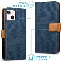 imoshion Étui de téléphone portefeuille Luxe Canvas iPhone 13 -Bleu foncé