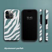 Selencia Coque arrière Vivid Tough iPhone 15 Pro - Colorful Zebra Pine Blue