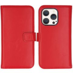 Selencia Étui de téléphone portefeuille en cuir véritable iPhone 15 Pro - Rouge