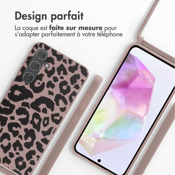 imoshion Coque design en silicone avec cordon Samsung Galaxy A35 - Animal Pink